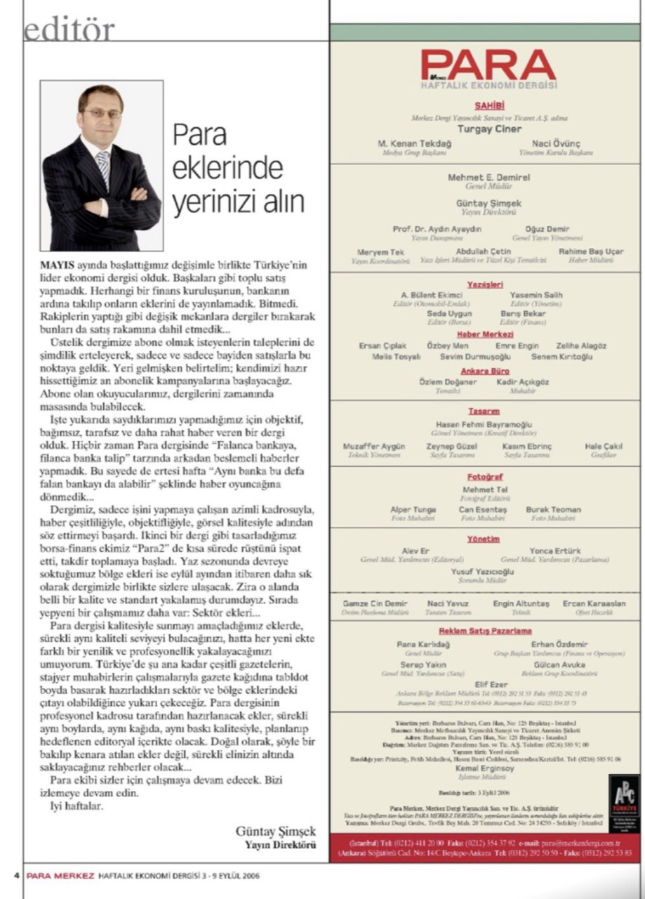 Para Dergisi Künye